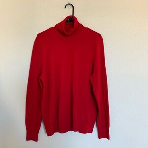 Brooks Brothers 100% Merino Wool Red Turtleneck Sweater Knit Long Sleeve Preppy
